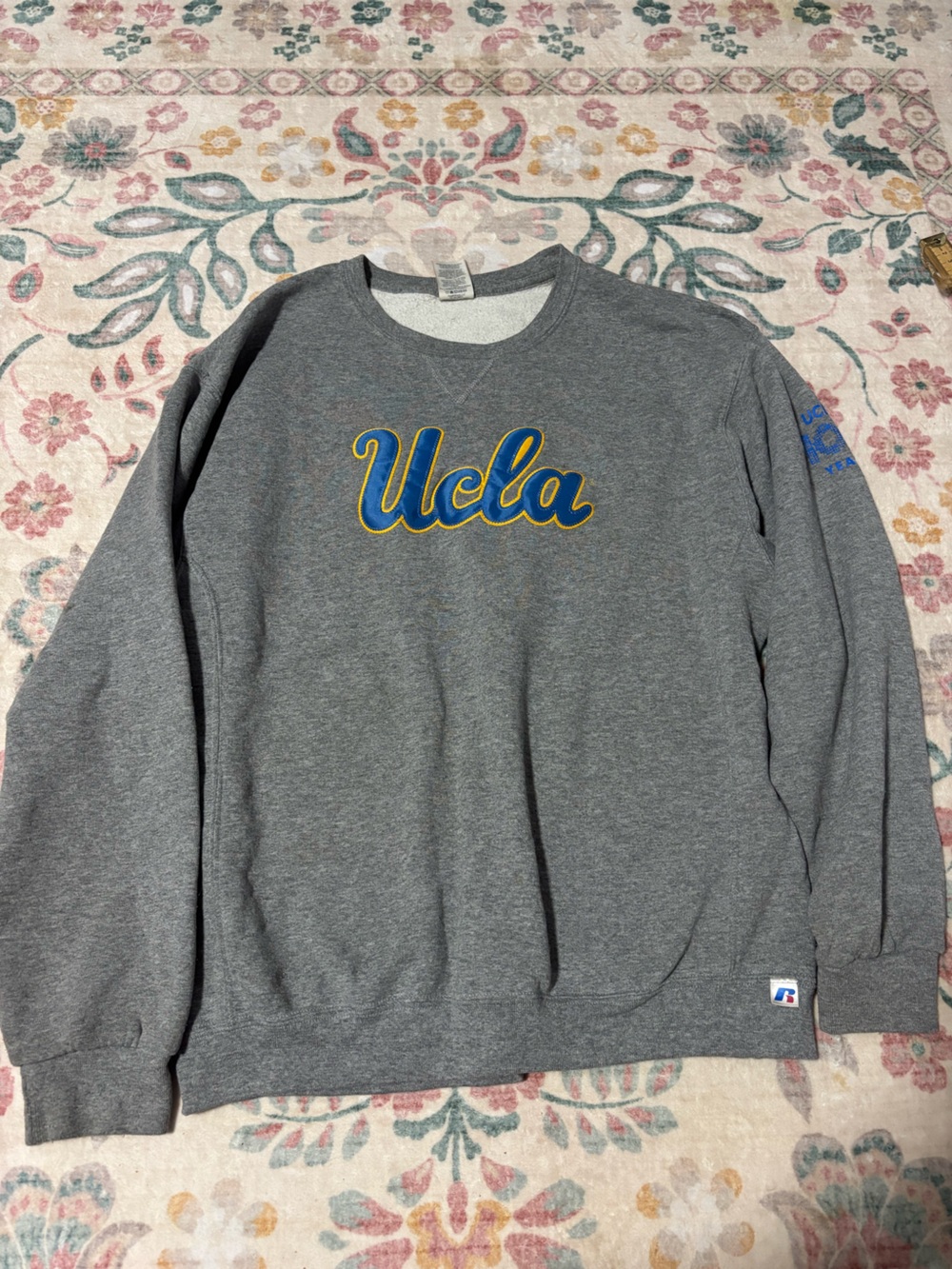 Russell Athletic Gray UCLA Crewneck Sweatshirt with Blue and Gold Script